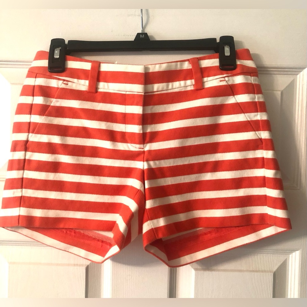 Ann Taylor, Est 1954, Petite,  Orange & White Striped Shorts